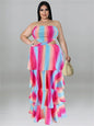 Cap Point Red / XL Melania Plus Size Ruffles Hem Off The Shoulder Hollow Out Elegant Maxi Dress