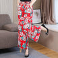 Cap Point Red / XL Michaeli Plaid Loose High Waist Ankle-Length Wide Leg Pants