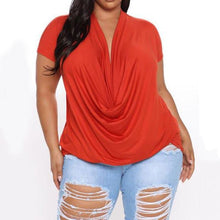 Load image into Gallery viewer, Cap Point Red / XL Natacha Chiffon Oversized Long Sleeve V-Neck Blouse
