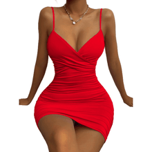 Load image into Gallery viewer, Cap Point Red / XS Mileine Spaghetti Strap Sleeveless bodycon mini dress
