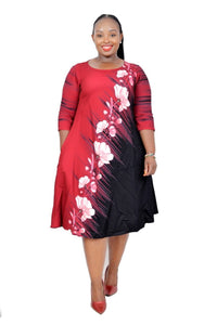 Cap Point Red / XXL Merveille Fashion Dashiki Print Ruffles Dress