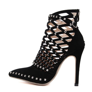 Cap Point Roman Gladiator Rivet Studded Cut Out Caged Ankle Sandals