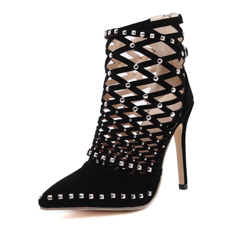 Cap Point Roman Gladiator Rivet Studded Cut Out Caged Ankle Sandals