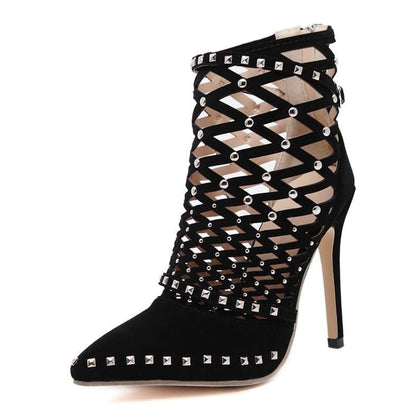 Cap Point Roman Gladiator Rivet Studded Cut Out Caged Ankle Sandals