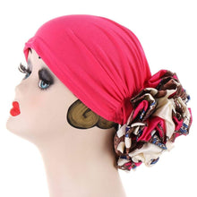Load image into Gallery viewer, Cap Point Rose red Barbara Multicolor Big Flower Design Turban Cap
