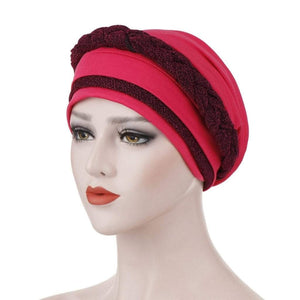 Cap Point Rose Red Barbara Silky Bright Wire Braided Turban