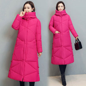 Cap Point Rose Red / M Fashionable thick cotton padded winter long coat