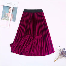 Load image into Gallery viewer, Cap Point Rose Red / One Size Vintage Velvet High Waisted Elegant Pleated Skirt
