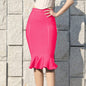 Cap Point Rose Red / S Belline Mermaid Pleated High Waist Party Club Vintage Skirt