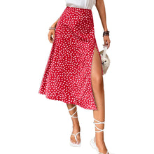 Load image into Gallery viewer, Cap Point Rose Red / XS Schomie Boho Split Thigh Allover High Waist With Zipper Skirt
