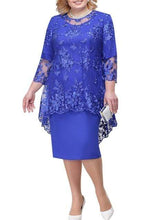 Load image into Gallery viewer, Cap Point Royal blue 2 / 16W On Point Lace Mother Of The Bride Dress
