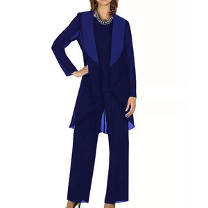 Cap Point royal blue / 4 Ginette Elegant Chiffon Long Sleeves Mother of the Bride Pantsuit