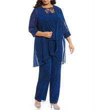 Load image into Gallery viewer, Cap Point Royal Blue / 8 Yunis Lace Sequins Mother of The Bride Pantsuit With Jacket

