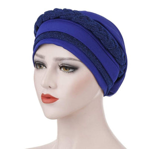 Cap Point Royal Blue Barbara Silky Bright Wire Braided Turban