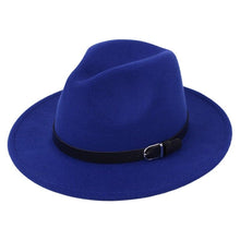 Load image into Gallery viewer, Cap Point Royal blue Classic British Fedora Men Women Woolen Winter Felt Jazz Hat
