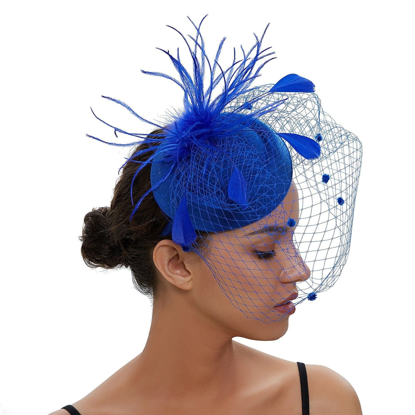Cap Point Royal Blue Mirva Chic Cocktail Wedding Party Church Headpiec Hat Fascinators