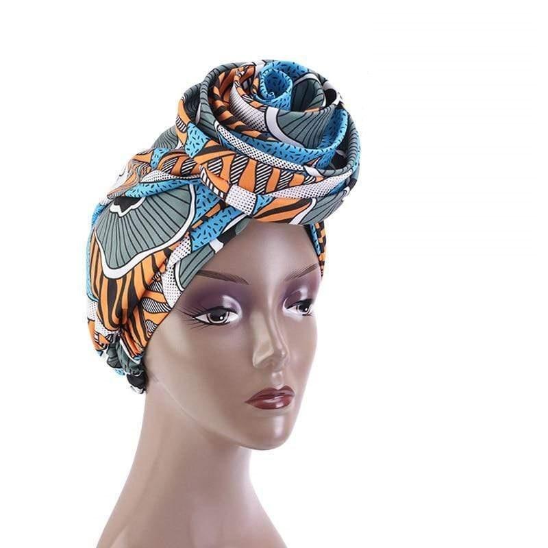 Cap Point Royal blue orange African Print Stretch Bandana