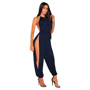Cap Point Royal blue / S Andreas Hollow Out Sleeveless O-Neck Belt Lace Up Jumpsuit