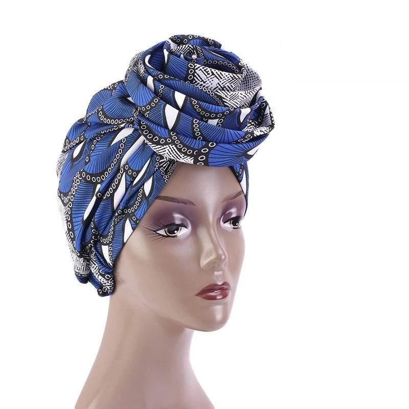 Cap Point Royal blue white African Print Stretch Bandana