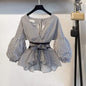 Cap Point S / Black Lantern Sleeve Blouse Shirt