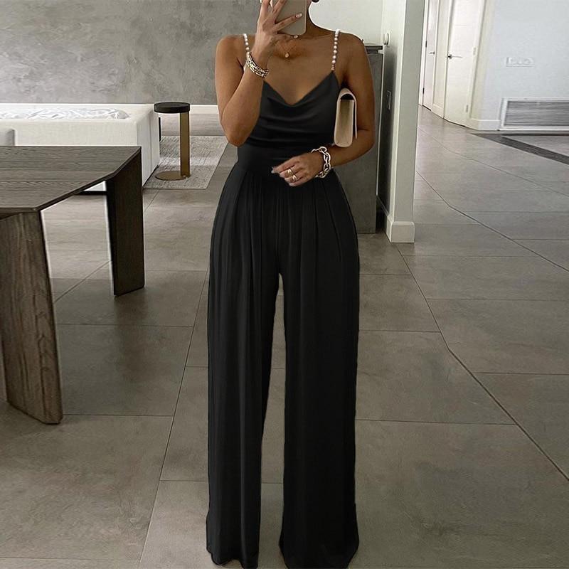 Cap Point S / Black style 2 Elegant  Wide Leg Sexy Off Shoulder Jumpsuit