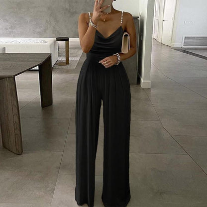 Cap Point S / Black style 2 Elegant  Wide Leg Sexy Off Shoulder Jumpsuit