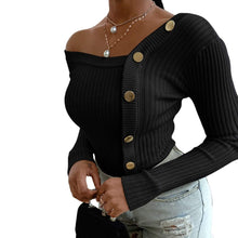 Load image into Gallery viewer, Cap Point S / black Stylish long-sleeved, off-the-shoulder sweater
