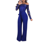 Cap Point S / Blue Sexy Off Shoulder Lace Jumpsuit