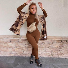 Load image into Gallery viewer, Cap Point S / brown Jeannette Tassel Splicing Long Sleeve PU Jumpsuit
