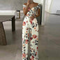 Cap Point S / Floral White Elegant  Wide Leg Sexy Off Shoulder Jumpsuit