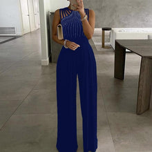 Load image into Gallery viewer, Cap Point S / Glitter Blue Elegant  Wide Leg Sexy Off Shoulder Jumpsuit
