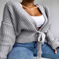 Cap Point S / gray Casual Lace Up Warm Sweater