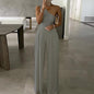 Cap Point S / Gray Elegant  Wide Leg Sexy Off Shoulder Jumpsuit