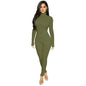 Cap Point S / green Jeannette Tassel Splicing Long Sleeve PU Jumpsuit