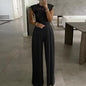 Cap Point S / Lace Black Elegant  Wide Leg Sexy Off Shoulder Jumpsuit