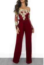 Load image into Gallery viewer, Cap Point S / Red Gold Sexy Off Shoulder Lace Jumpsuit
