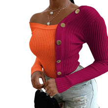 Load image into Gallery viewer, Cap Point S / rose red Stylish long-sleeved, off-the-shoulder sweater
