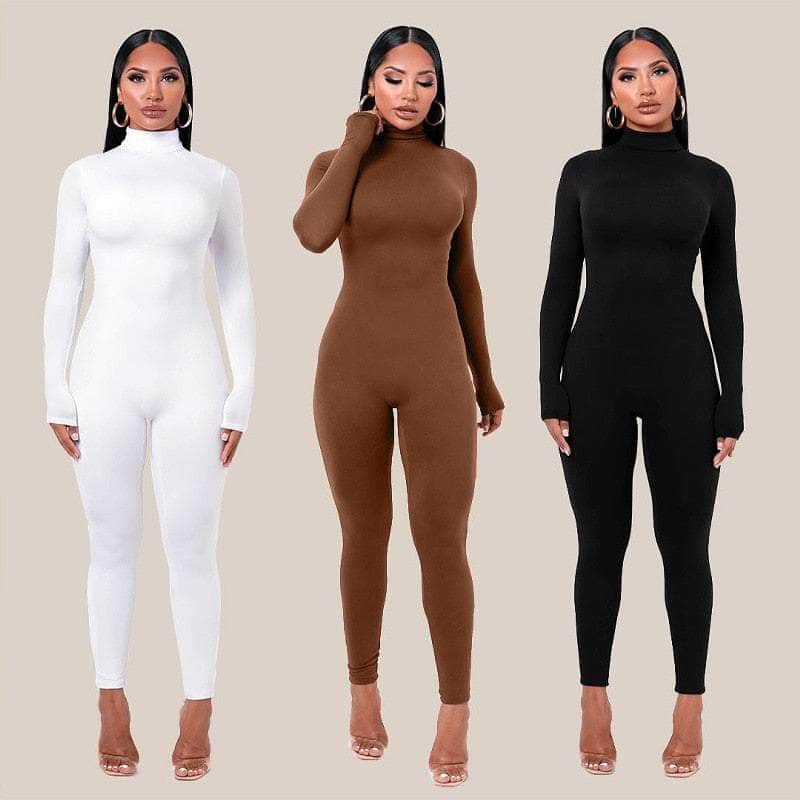 Cap Point S / white Jeannette Tassel Splicing Long Sleeve PU Jumpsuit