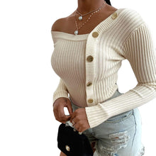 Load image into Gallery viewer, Cap Point S / white Stylish long-sleeved, off-the-shoulder sweater
