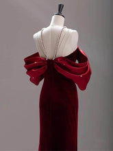 Load image into Gallery viewer, Cap Point Salome Premium Sense Wine Red Fishtail One Line Shoulder Evening Dress
