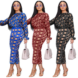 Cap Point Samantha Long Sleeves Loose T-Shirt Checked Pants Suit