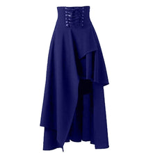 Load image into Gallery viewer, Cap Point Sapphire Blue / S Helen Vintage Irregular High Waist Lace Up Maxi Skirt
