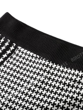 Load image into Gallery viewer, Cap Point Schomie Knit High Waist Houndstooth Patchwork Pleated A-line Asymmetrical Skirt
