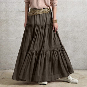Cap Point Serena Loose Elastic Waist Ruffles Maxi Skirt