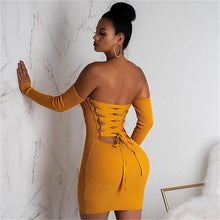 Load image into Gallery viewer, Cap Point Sexy Lace Up Off Shoulder Mini Dress
