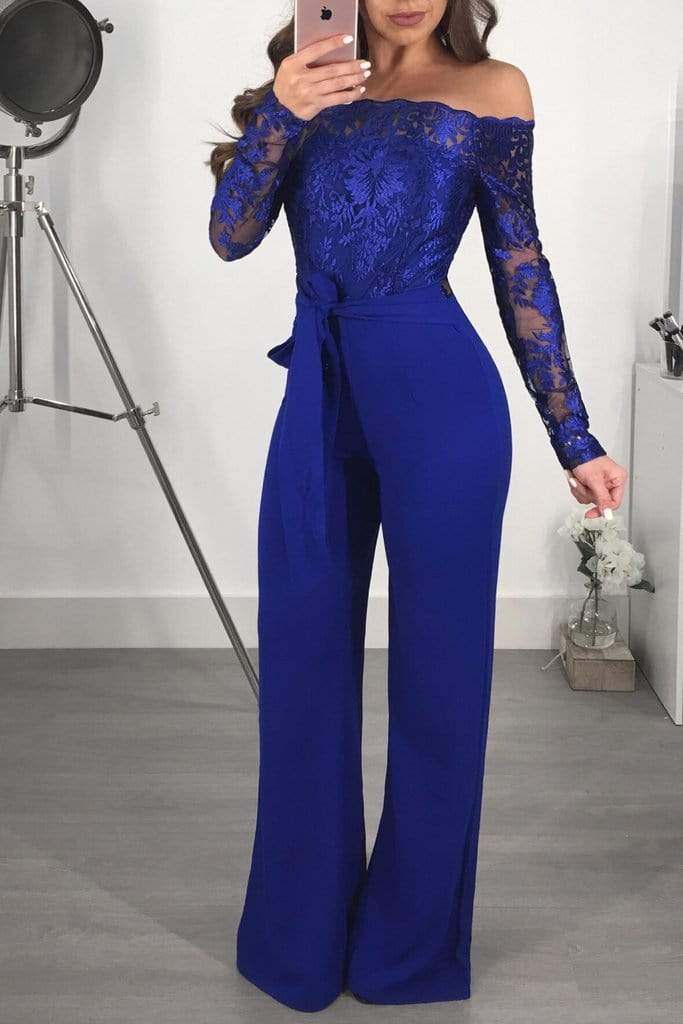 Cap Point Sexy Off Shoulder Lace Jumpsuit