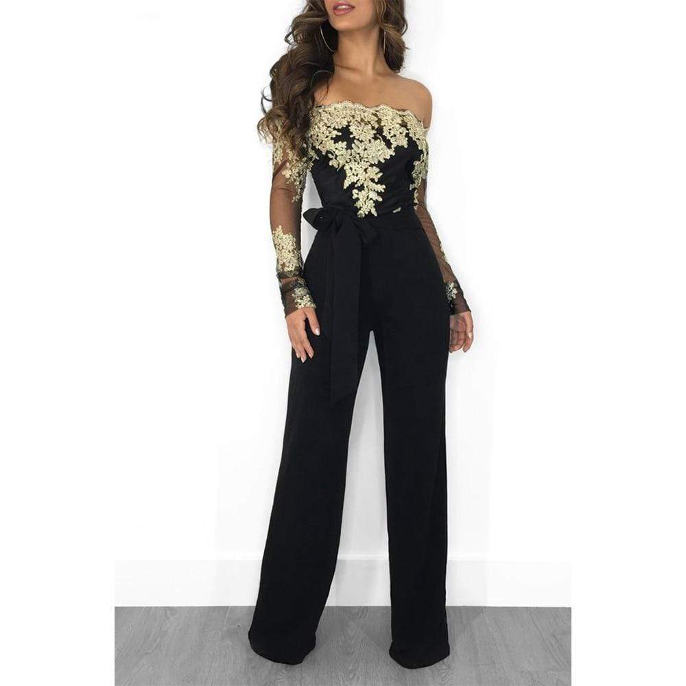 Cap Point Sexy Off Shoulder Lace Jumpsuit