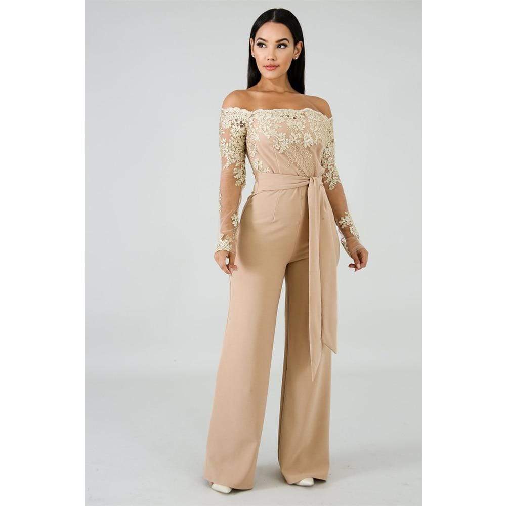Cap Point Sexy Off Shoulder Lace Jumpsuit
