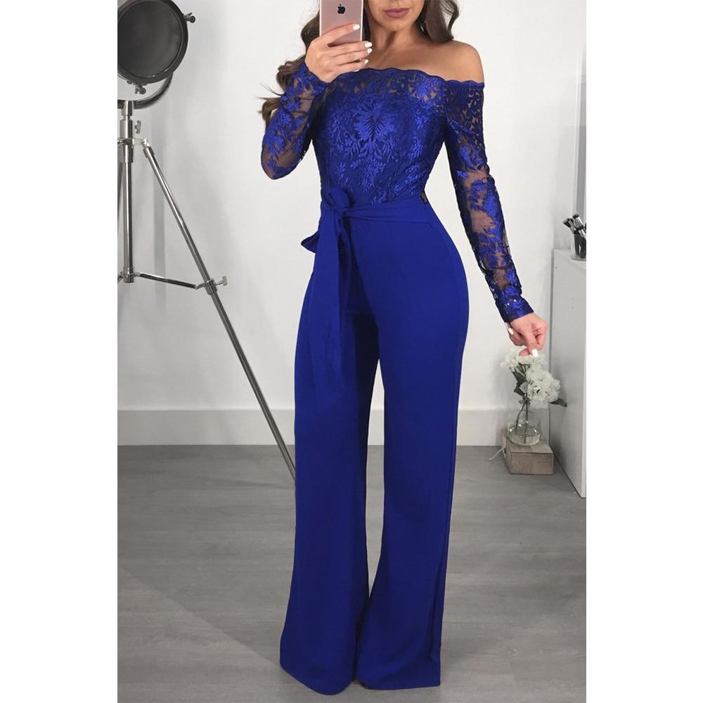 Cap Point Sexy Off Shoulder Lace Jumpsuit