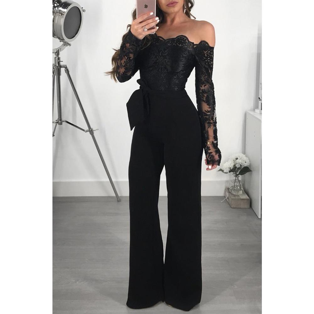 Cap Point Sexy Off Shoulder Lace Jumpsuit